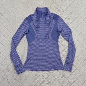 Lululemon Jacket Womens 6 Purple Stripe Run Your Heart Out Pullover ½ Zip